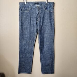 Theory Mens Dark Blue Raffi P Gunstock Straight Leg Button Fly Jeans-Size 36